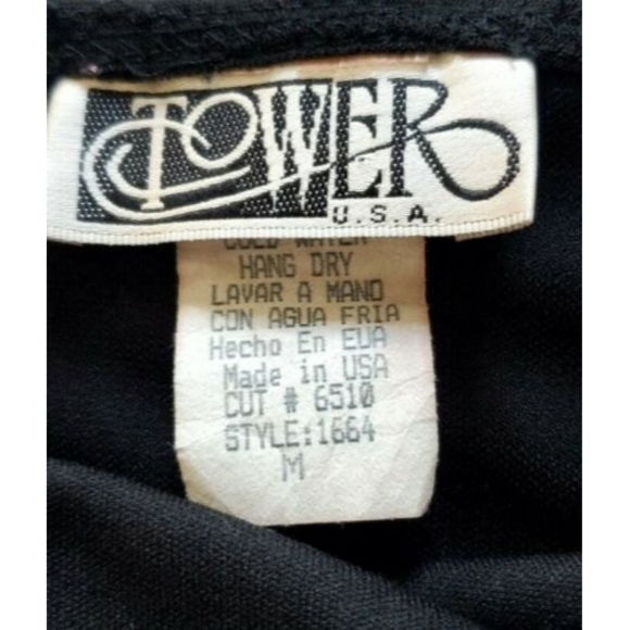 TOWER Ladies Evening Black Stretch Purple Glitter Layered Mesh Jumpsuit Sz M - Picture 6 of 8